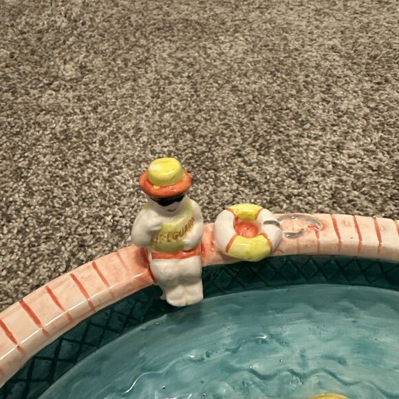 Bathing Beauties Whimsical Fun Ceramic Chip & Dip Set Platter Dish by Cardinal - Picture 4 of 9